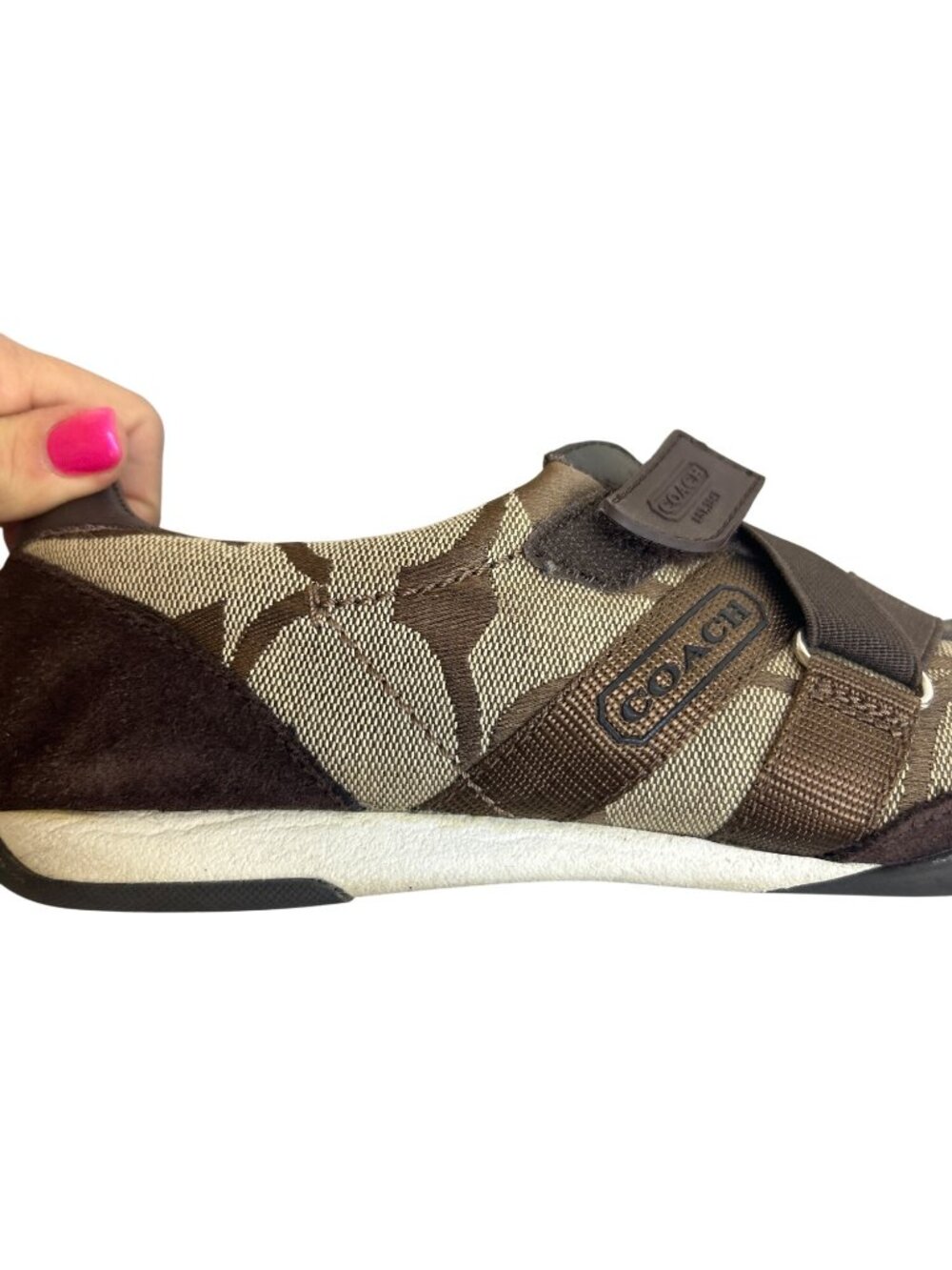 Coach Kyra Sneakers Women's 8M Brown Monogram Strap Y2K Designer Streetwear - Picture 4 of 9